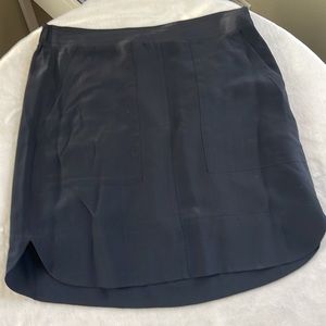 Madewell S 100% Silk Black Skirt with Elastic Waistband and Pockets